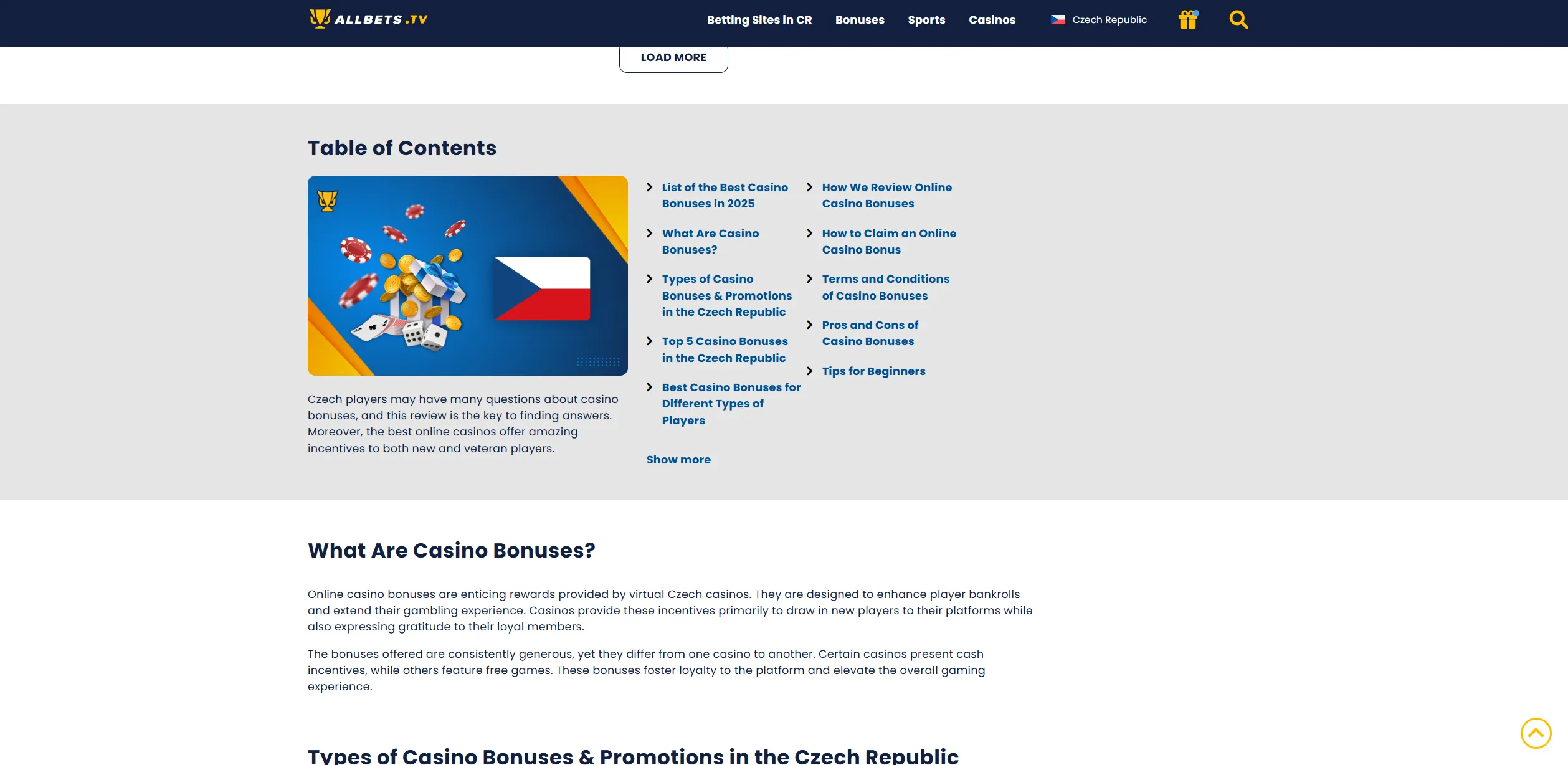 Screenshot of Allbets.tv - Casino Bonuses in Czech Republic 【Best Bonus Offers】